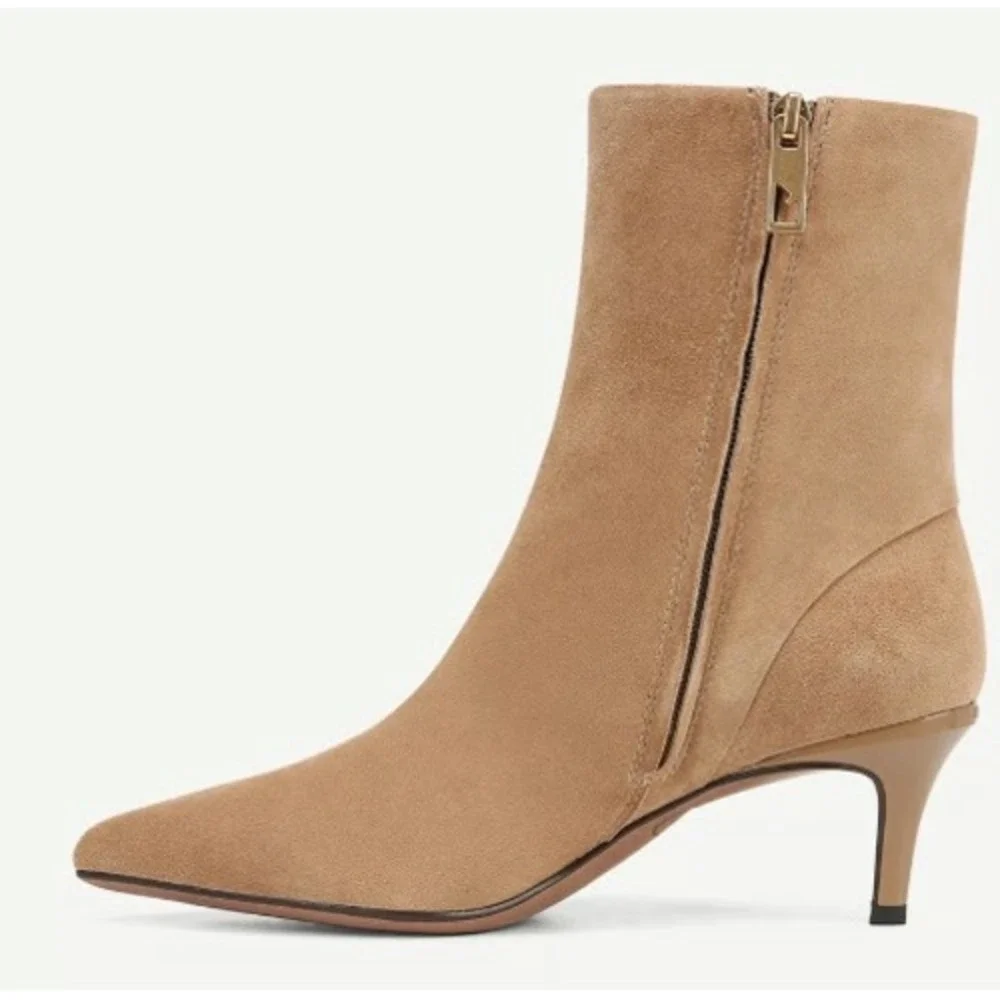 Franco Sarto Buttery Suede Ankle Boots Camel Tan Pointed Toe Dressy Womens 8.5 M